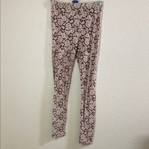 Floral‎ Lace Leggings - Pink and Brown